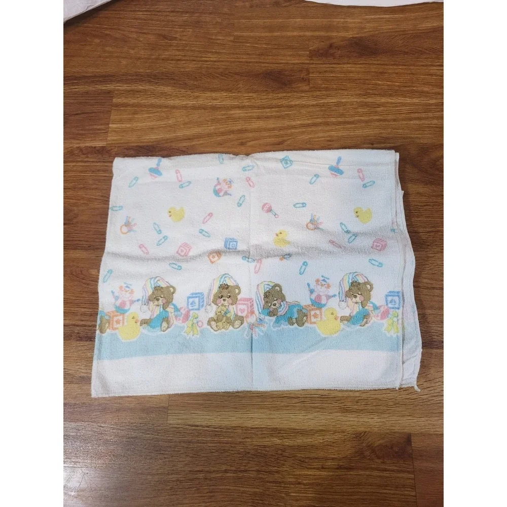 Vintage Teddy Beddy Bear Receiving Blanket Riegel Flannel 80's 32
